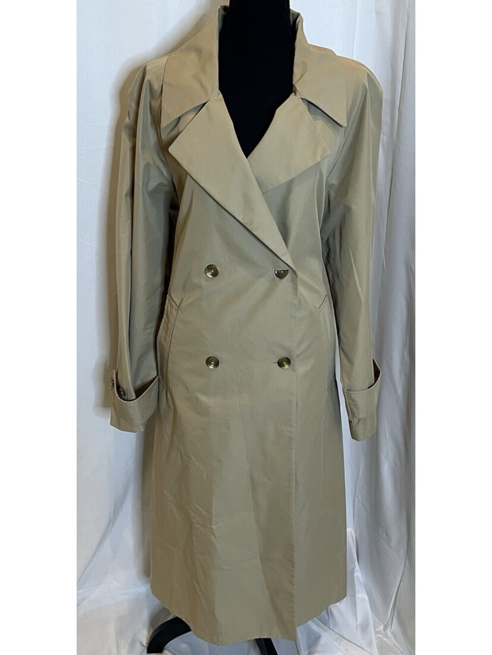 NWT GAP Women's Classic Belted Trench Coat Khaki Tan Double Breasted Size XL - Picture 3 of 9